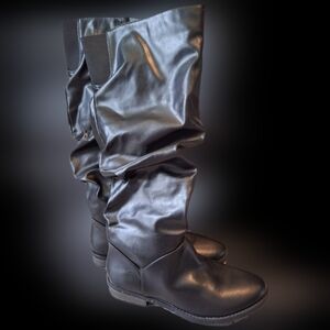 Slouch faux leather boots